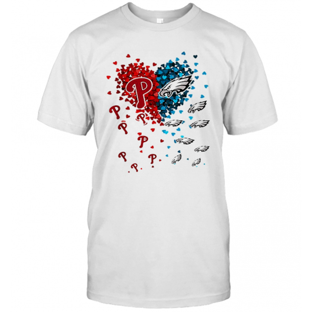 Love Philadelphia Phillies Philadelphia Eagles Tiny Hearts Shape T-Shirt